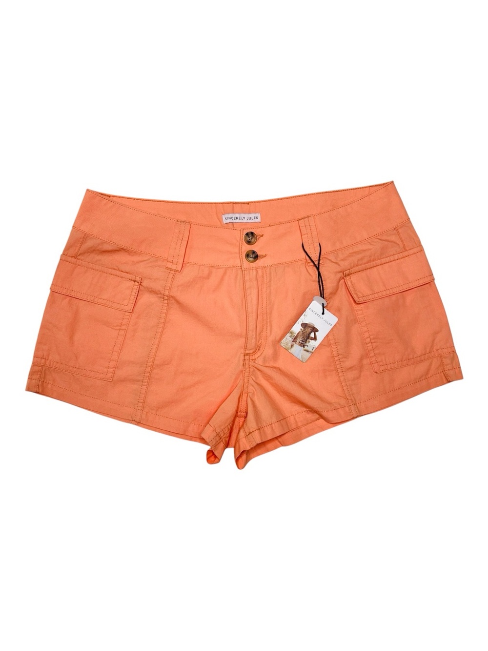 Sincerely Jules Peach Hi/Rise Cargo Style Shorts 100% Cotton Womens Size 9/29